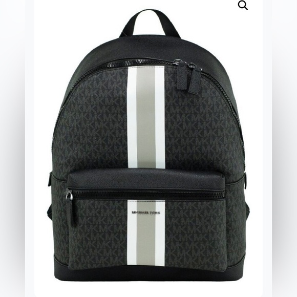 Michael Kors Cooper Large Black Signature Varsity Stripe Backpack Bag Bookbag
